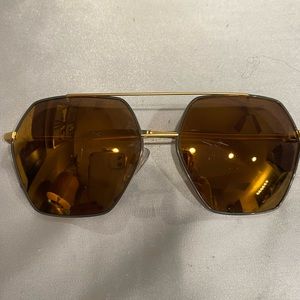 Dolce & Gabbana sunglasses 2157 brown gold mirror octagon aviator sunglasses